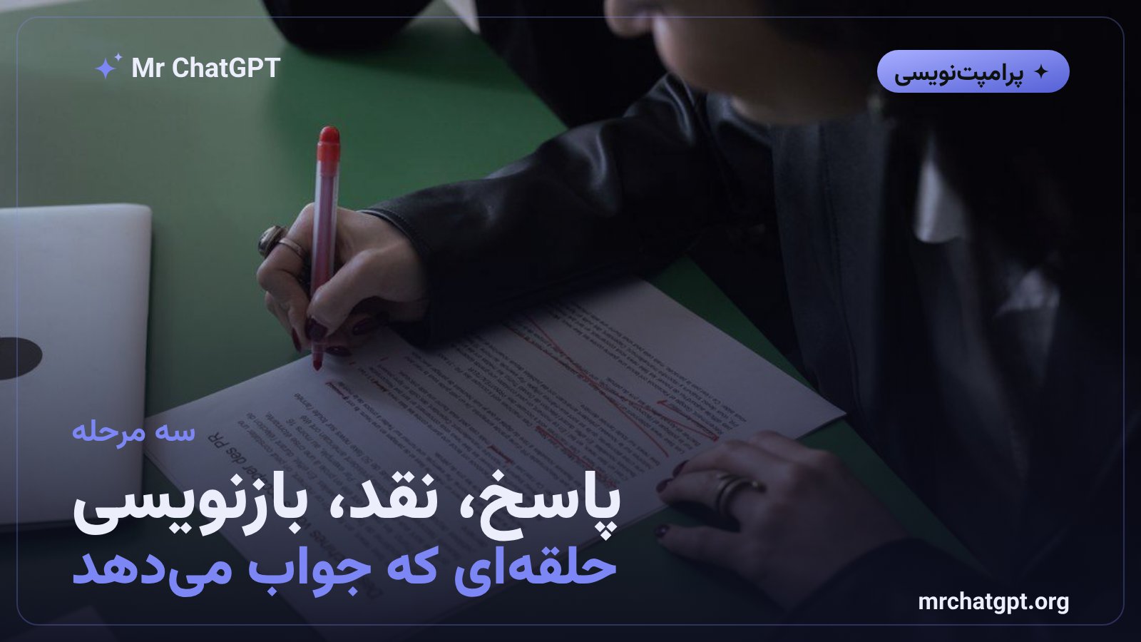 سه مرحله تکنیک Self-Refine شامل پاسخ، نقد و بازنویسی