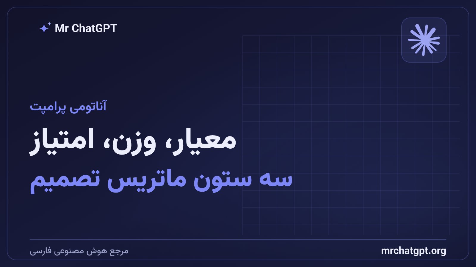 اجزای پرامپت تصمیمگیری وزنی: معیار و وزن و امتیاز