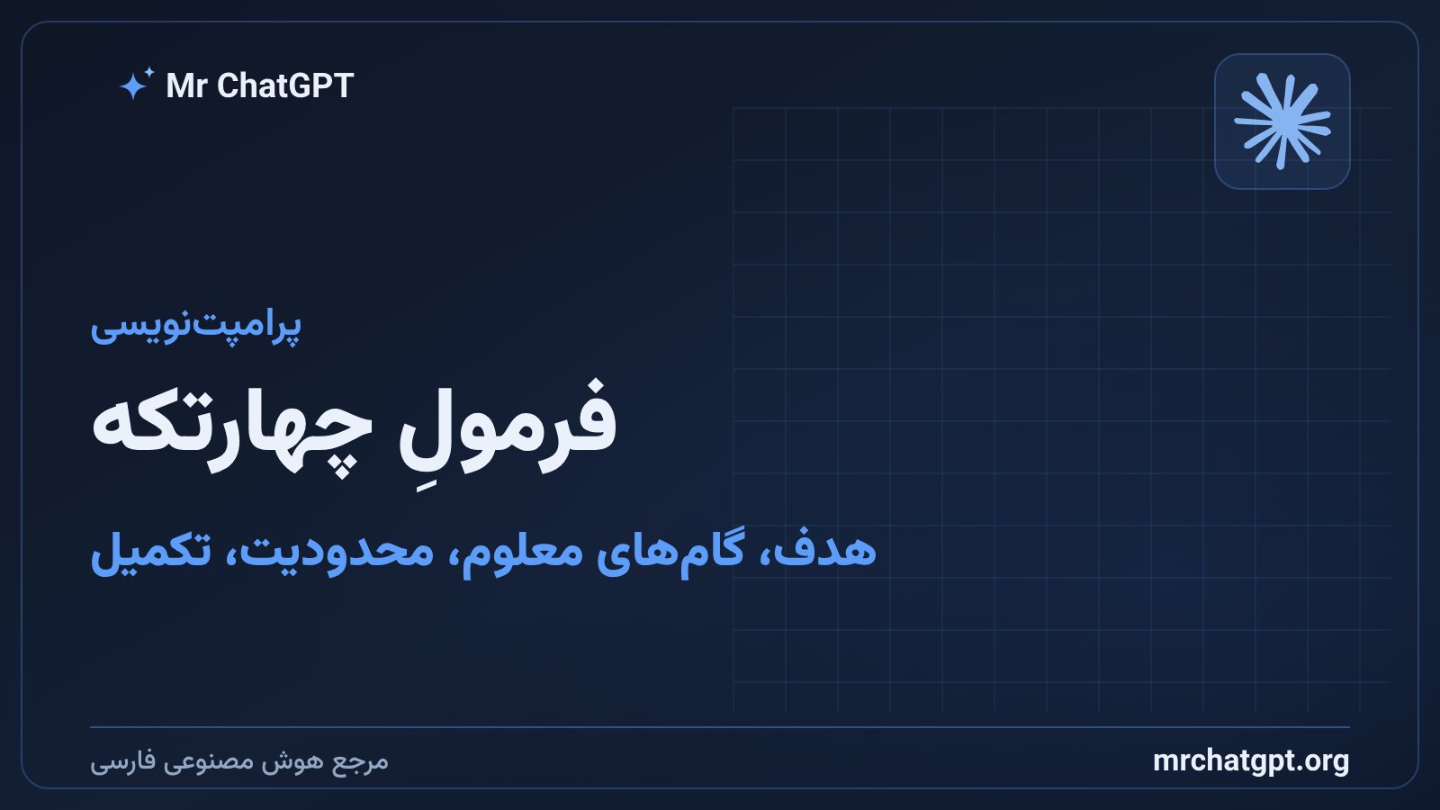 فرمولِ چهارتکه‌ی پرامپت دستور کار؛ هدف و گام‌های معلوم و محدودیت و درخواستِ تکمیل